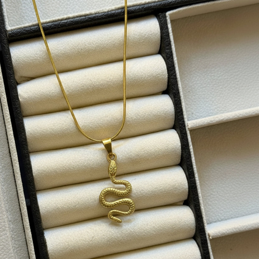 Gold Snake Pendant Necklace 🐍✨💛