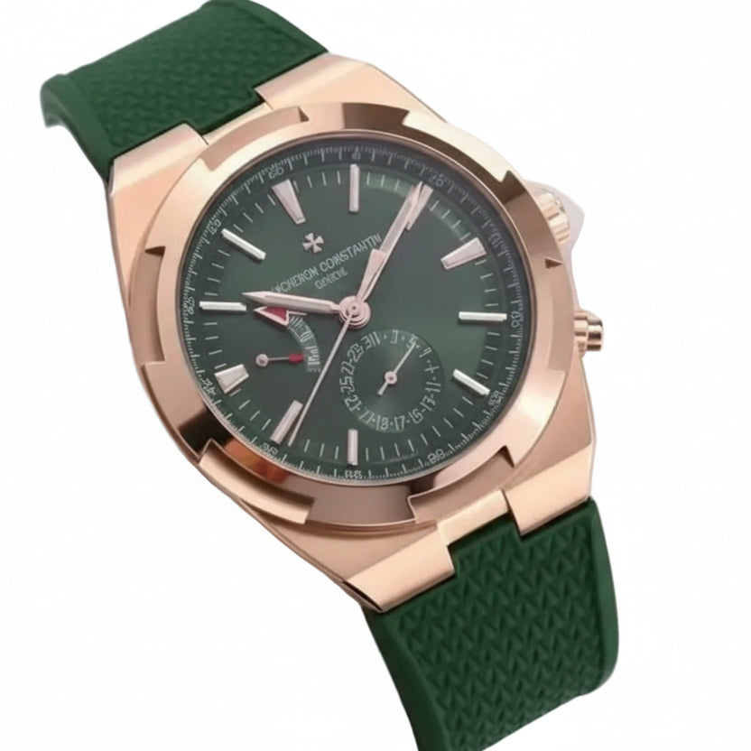 Vacheron Constantin Overseas Dual Time Rose Gold and Olive Green Watch ⌚✨🌿