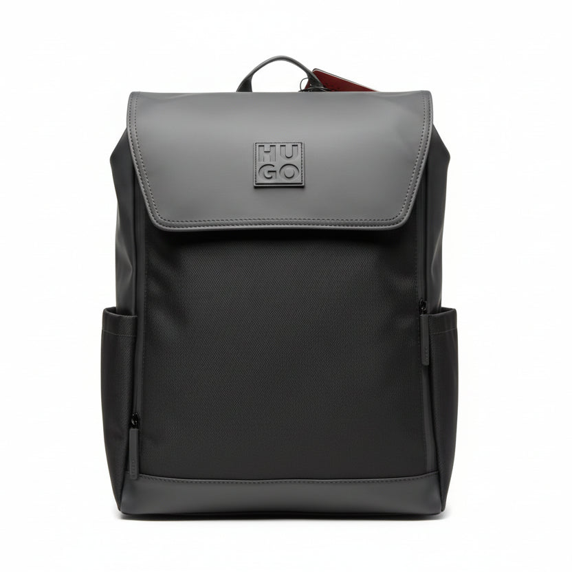 HUGO Matte Flap Backpack with Contrast Texture 🎒💼🖤