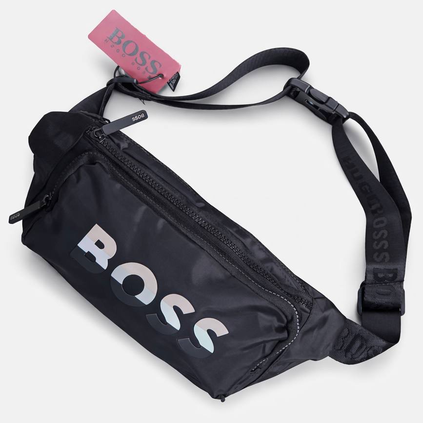 Hugo Boss Logo Print Nylon Belt Bag in Black 🎒🖤✨