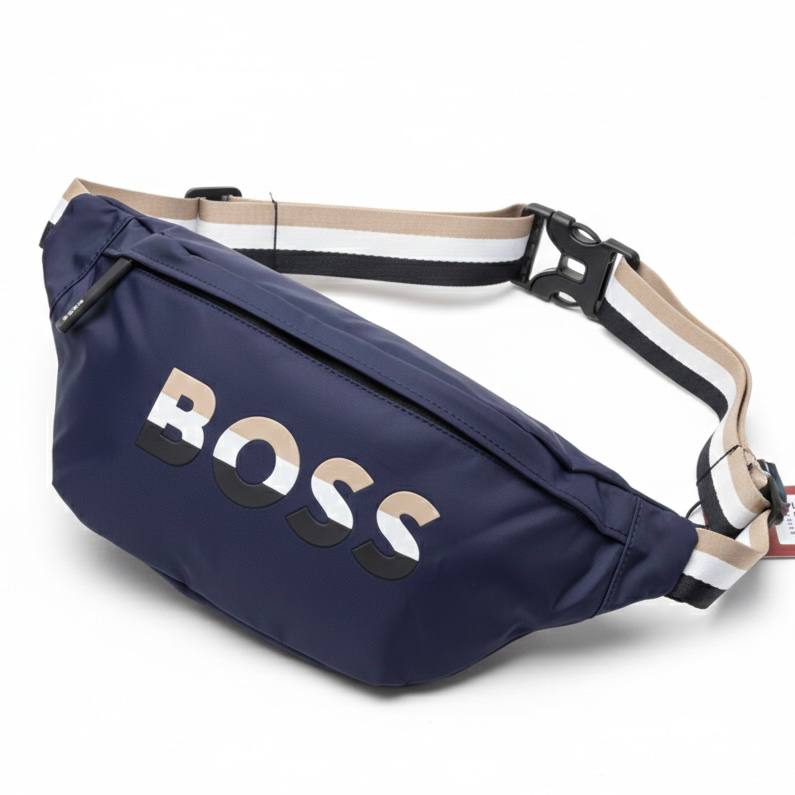 BOSS Navy Striped Belt Bag 👜✨👔