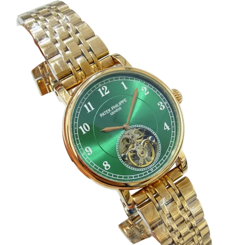 Patek Philippe Green Open Heart Gold Watch ⌚🟢✨