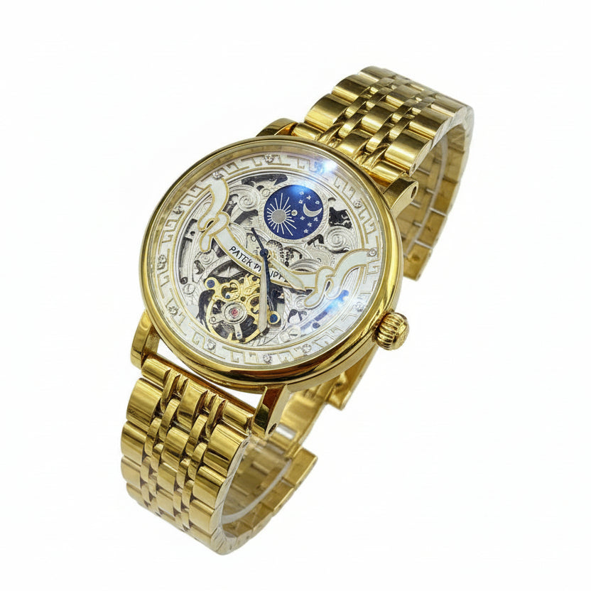 Patek Philippe Skeleton Moonphase Gold Watch ⌚✨🌕