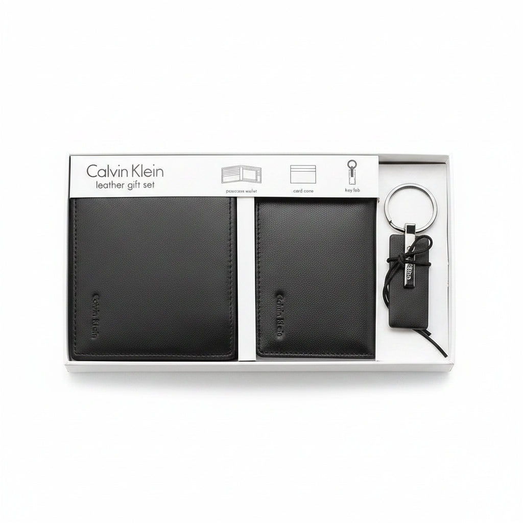 Calvin Klein Leather Gift Set with Embossed Logo 💼✨🖤