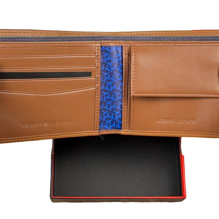 🟤 Tommy Hilfiger Brown Bifold Wallet with Debossed Geometric Pattern 📐 🔒