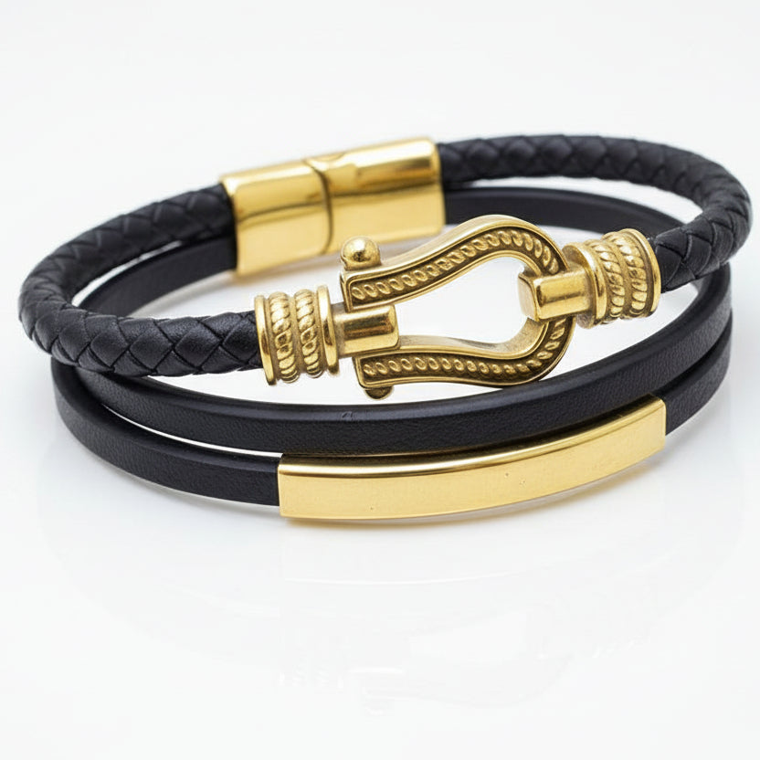 CK Classic Stainless Steel Braided Leather Bracelet 🔱✨🖤