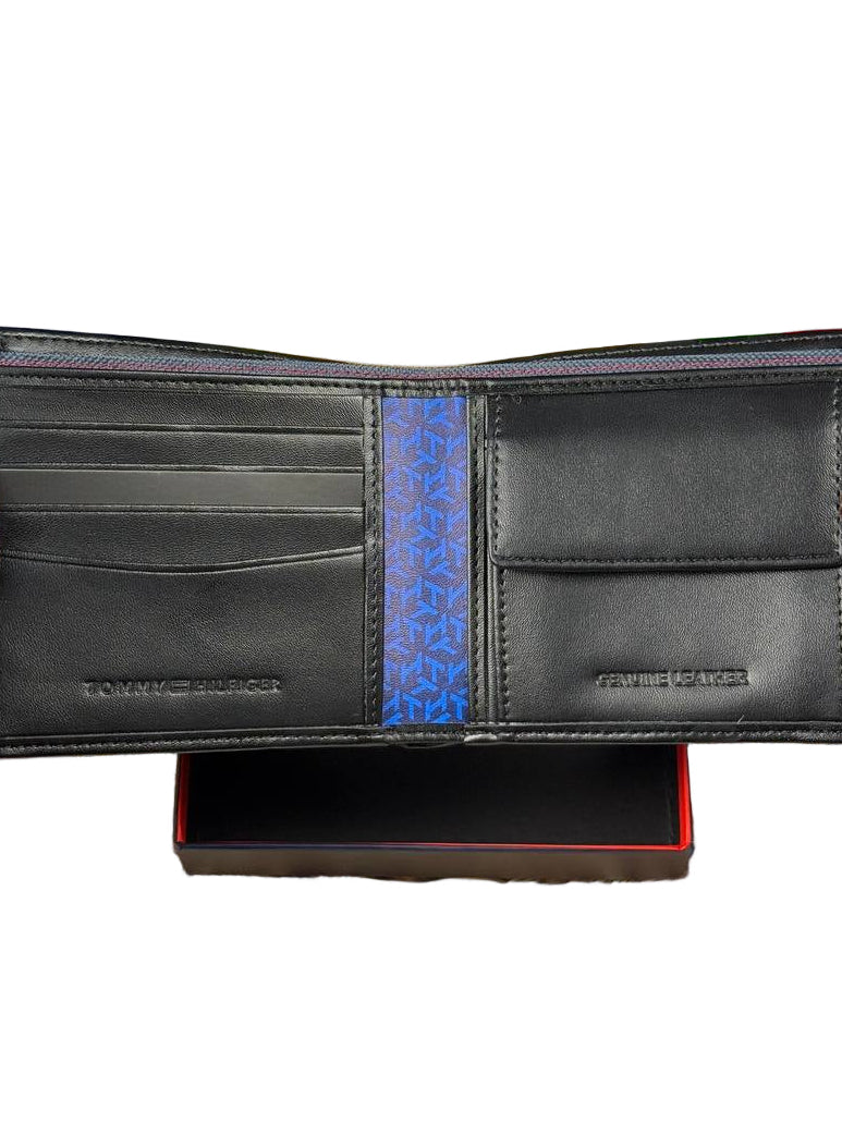 ⚫ Tommy Hilfiger Black Bifold Wallet with Debossed Logo and RFID Protection 🛡️