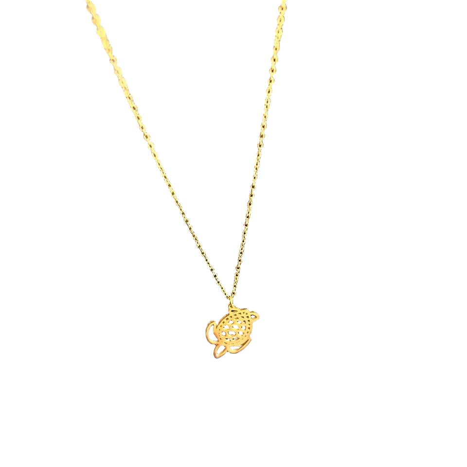 Delicate Gold Tone Turtle Charm Pendant Necklace