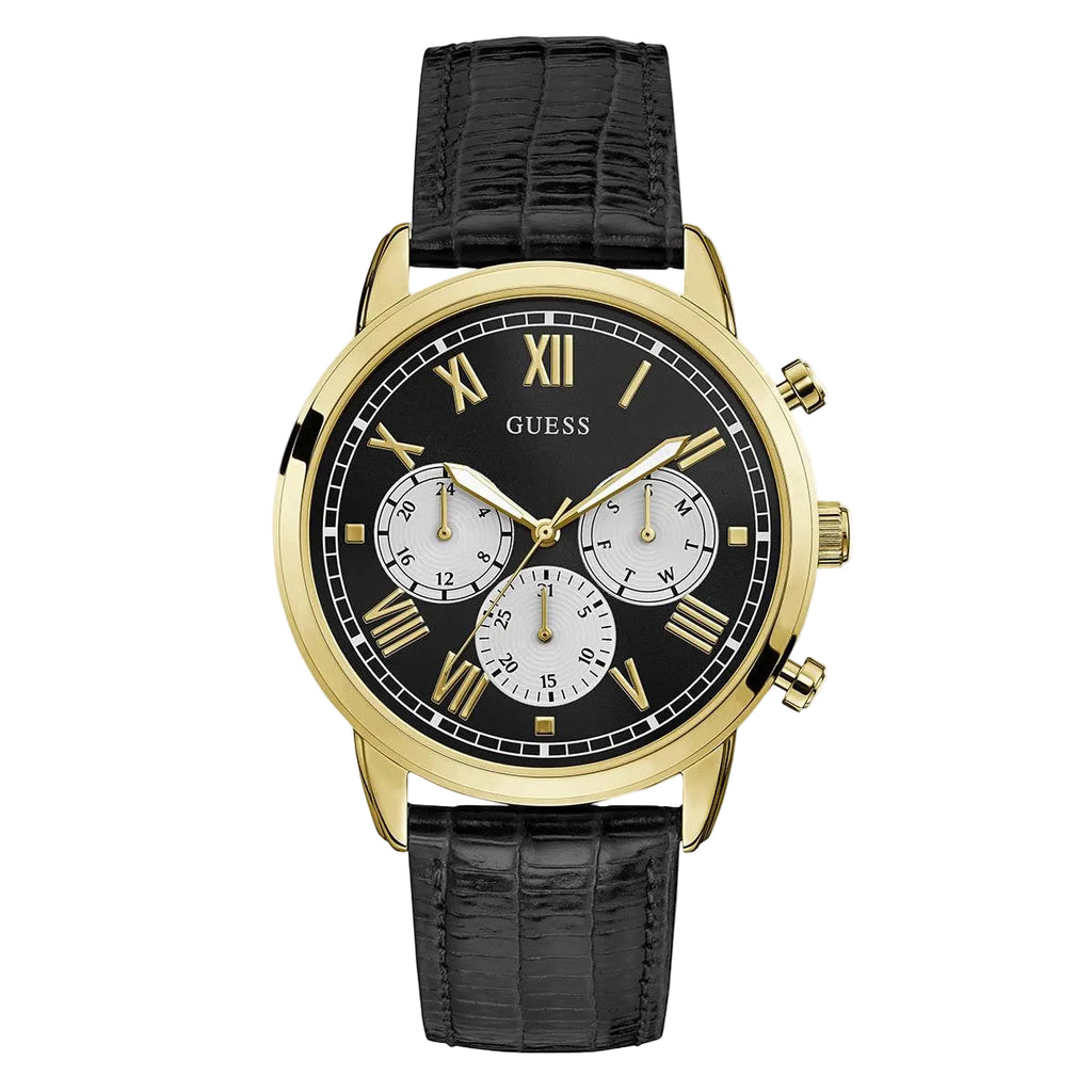 GUESS Multifunction Watch with Gold Roman Numerals ⌚✨🖤