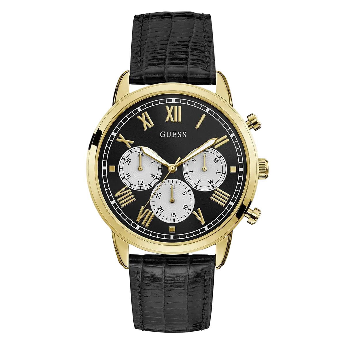 GUESS Multifunction Watch with Gold Roman Numerals ⌚✨🖤