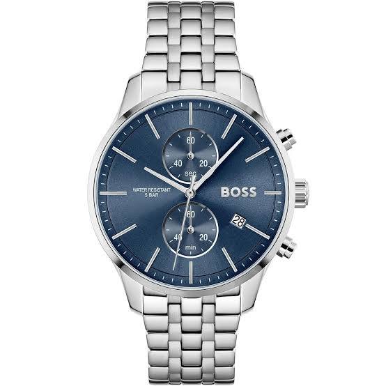 BOSS Men's Chronograph Watch with Blue Sunray Dial and Steel Bracelet ⌚️💙💼
