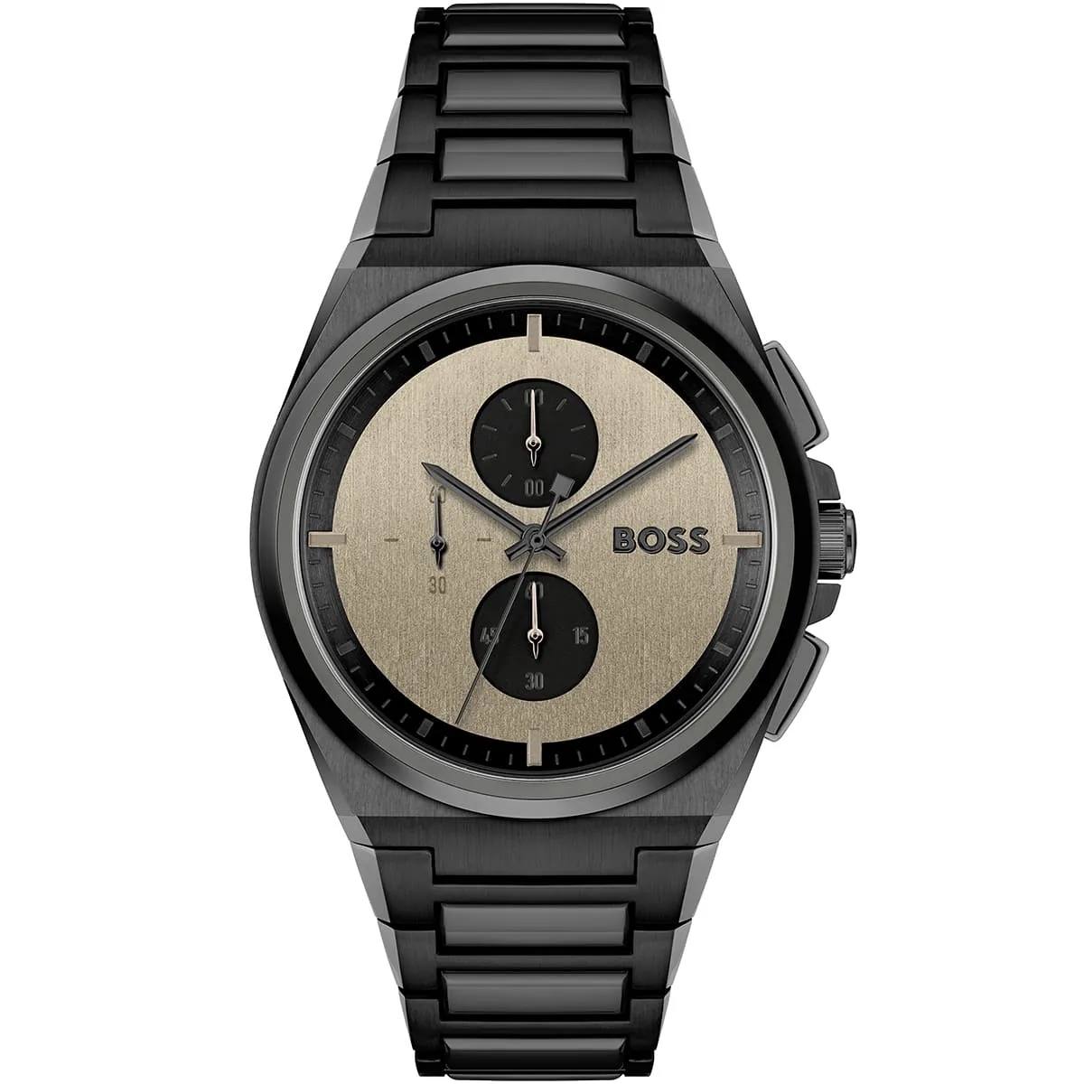 BOSS Steer Chronograph Watch in Brushed Black and Gold ⌚️🖤✨