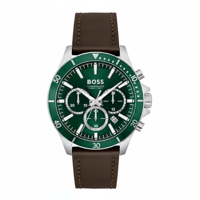 BOSS Admiral Chronograph Green Dial Watch ⌚️🌲✨