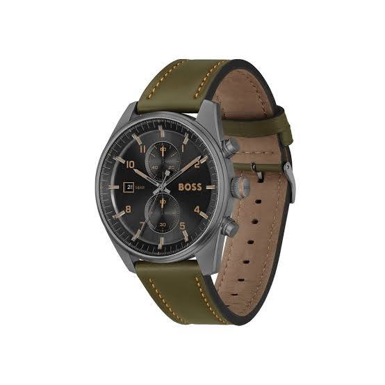 BOSS Pilot Edition Chronograph Watch with Olive Leather Strap ⌚️🌿✨