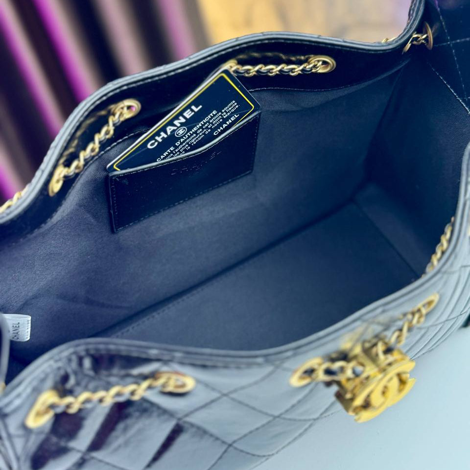 Chanel Quilted Denim and Leather Hobo Bag with Gold Chain Accent 👜✨💎