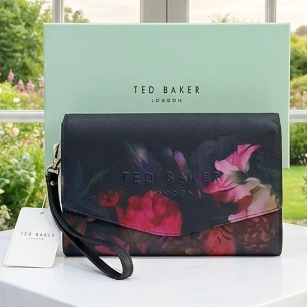 Ted Baker Floral Print Leather Wristlet Clutch 🌸✨👜