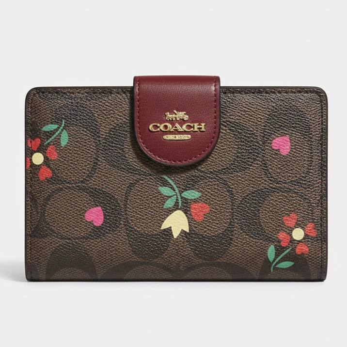 Coach Medium Corner Zip Wallet in Signature Canvas with Heart Petal Print 🌸👜✨