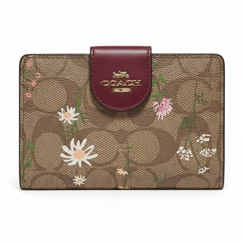 Coach Medium Corner Zip Wallet in Signature Canvas with Wildflower Print 🌸👜✨