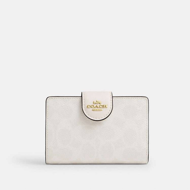 Coach Medium Corner Zip Wallet in Signature Canvas White 🤍✨👜