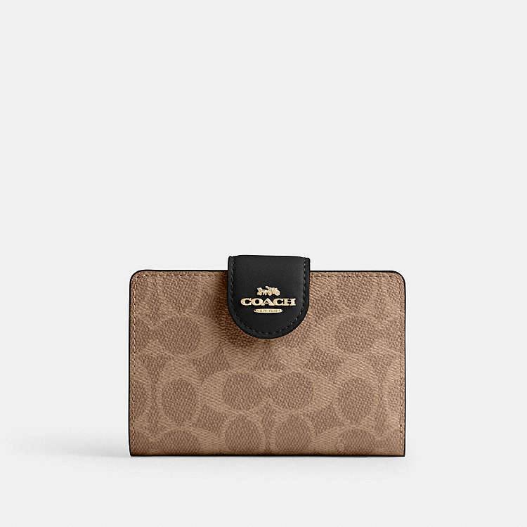 Coach Signature Canvas Medium Corner Zip Wallet in Khaki and Black 👜✨🏙️