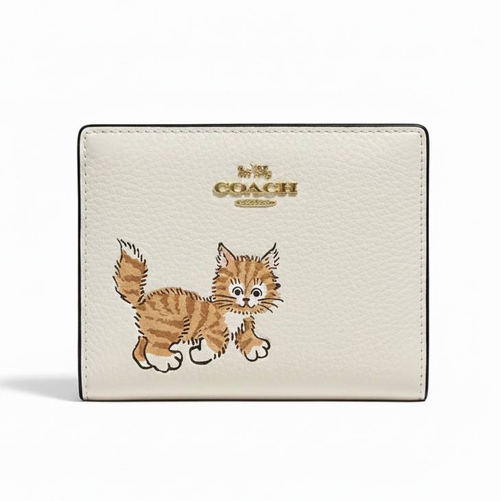 Coach Kitten Print Small Zip Around Wallet in Chalk 🐱👜✨