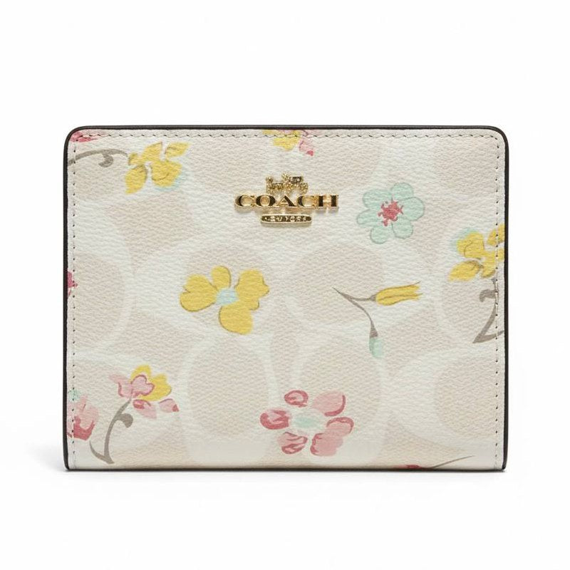 Coach Signature Floral Canvas Small Compact Wallet 🌸👜✨