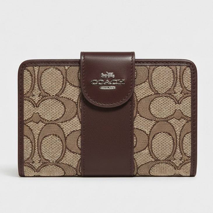 Coach Signature Canvas Medium Corner Zip Wallet 🤎👜✨