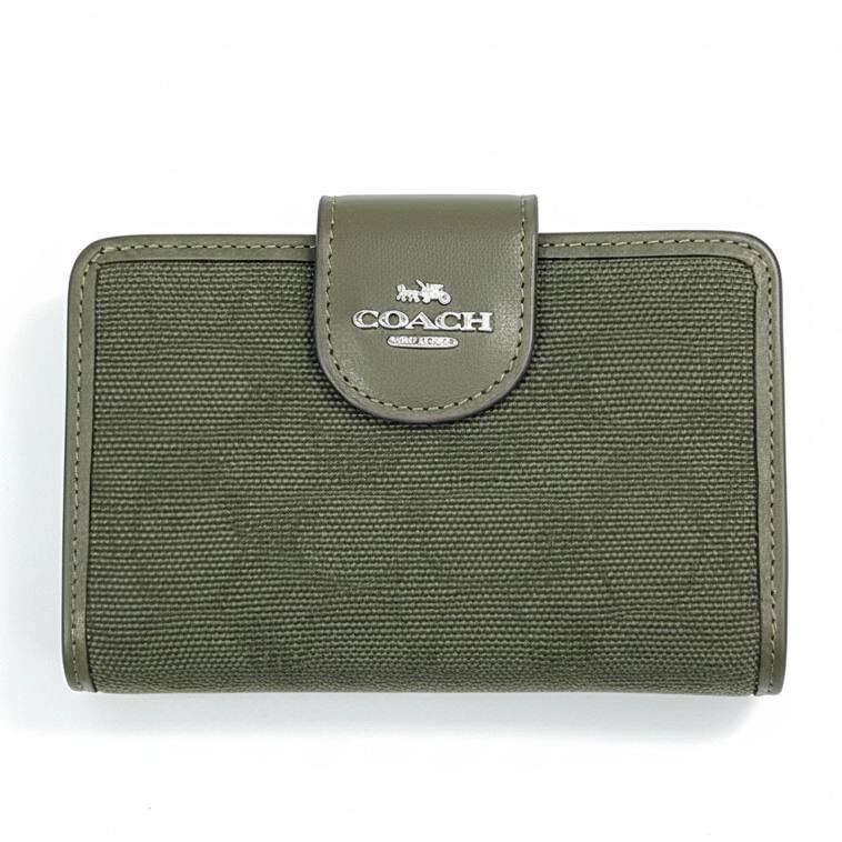 Coach Canvas and Leather Bifold Wallet in Olive Green 🌿👜✨