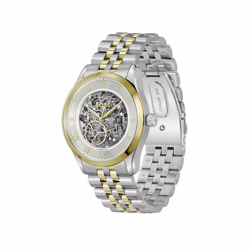 Hugo Boss Skeleton Automatic Two-Tone Men’s Watch ⌚✨💎