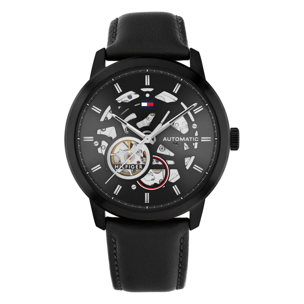 Tommy Hilfiger Men's Skeleton Dial Automatic Watch ⌚️🖤⚙️