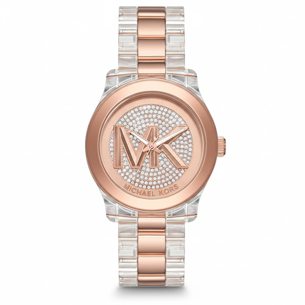 Michael Kors Rose Gold-Tone and Clear Acetate Parker Watch ⌚✨💖