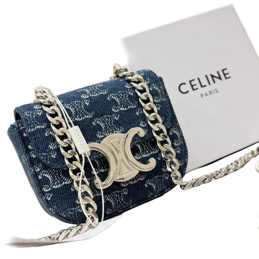 Coach Mini Penn Crescent Bag in Signature Denim Canvas 👜💙✨