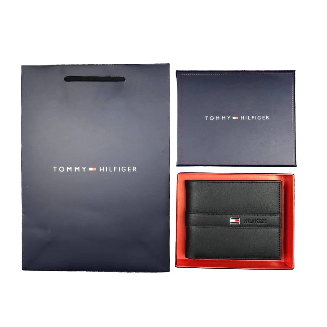 Tommy Hilfiger Men's Black Leather Gift Set Wallet 🖤🎁🚩