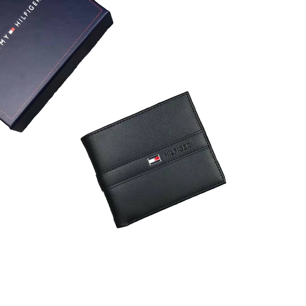 Tommy Hilfiger Men's Black Leather Gift Set Wallet 🖤🎁🚩