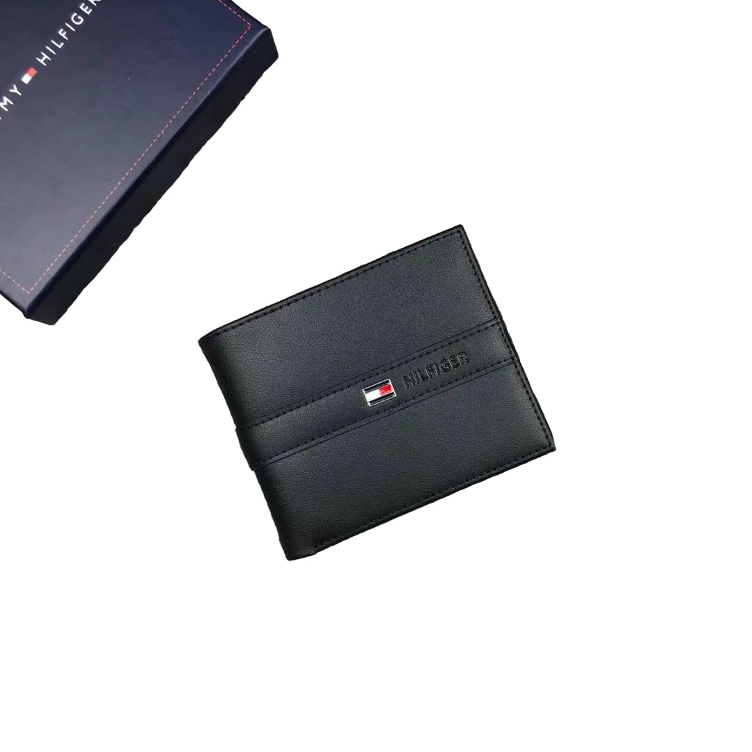 Tommy Hilfiger Men's Black Leather Gift Set Wallet 🖤🎁🚩
