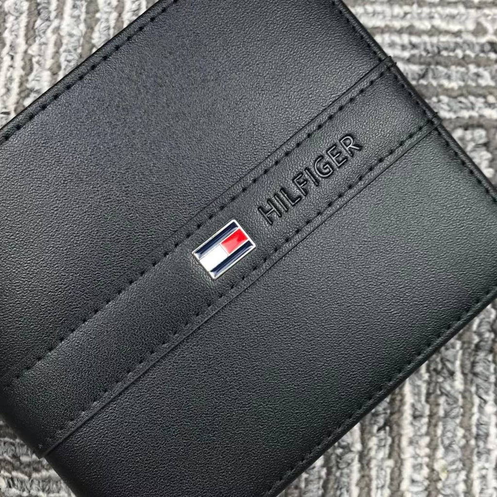 Tommy Hilfiger Men's Black Leather Gift Set Wallet 🖤🎁🚩