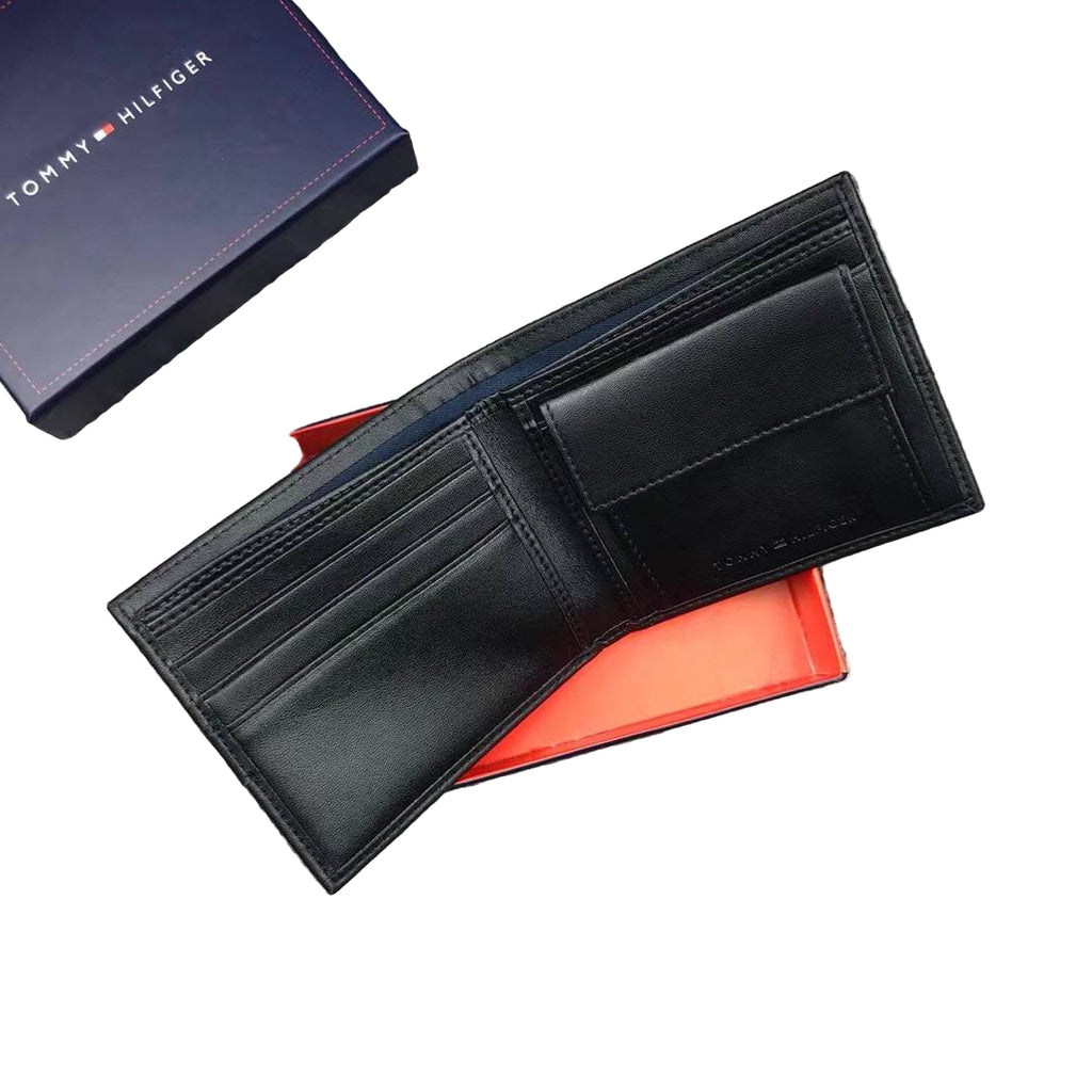 Tommy Hilfiger Men's Black Leather Gift Set Wallet 🖤🎁🚩