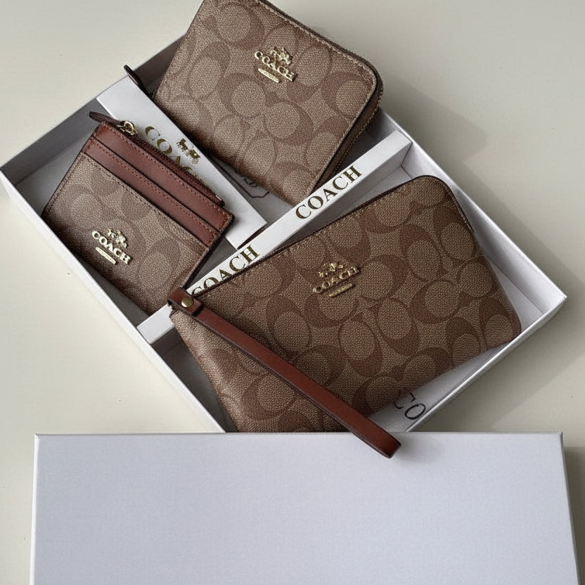 Coach Signature Monogram Canvas Trio Gift Set 👜✨🤎