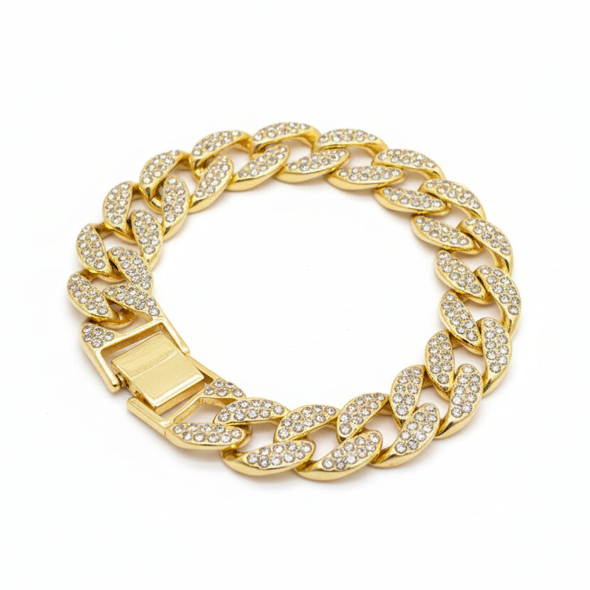 CK Classic Gold Iced Out Cuban Link Bracelet 💎✨🔥