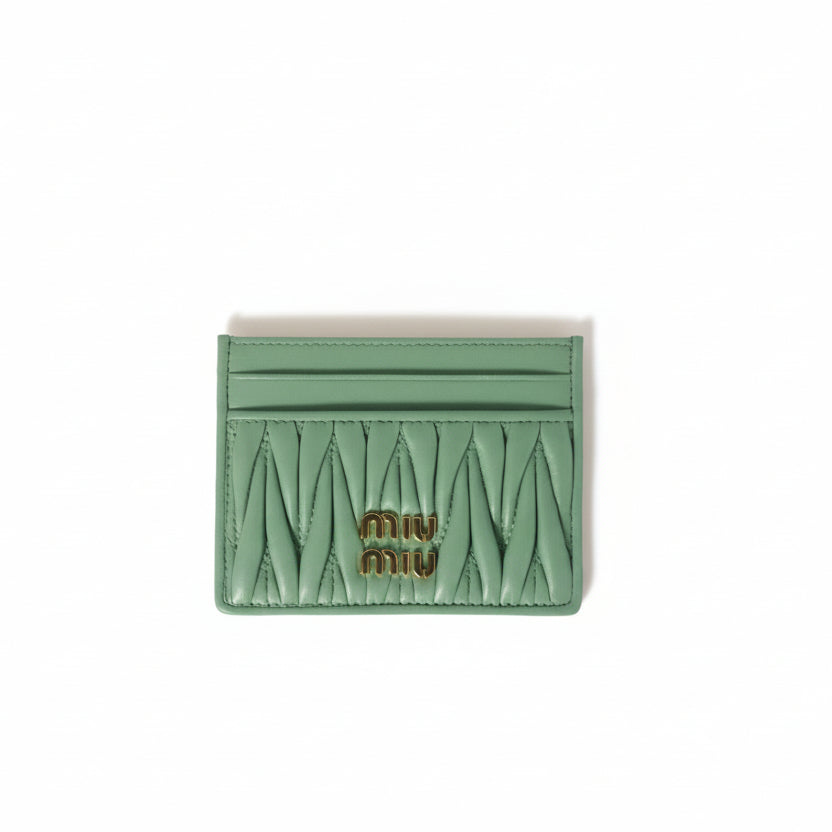 Miu Miu Matelassé Leather Card Holder in Sage Green 🌿✨👜