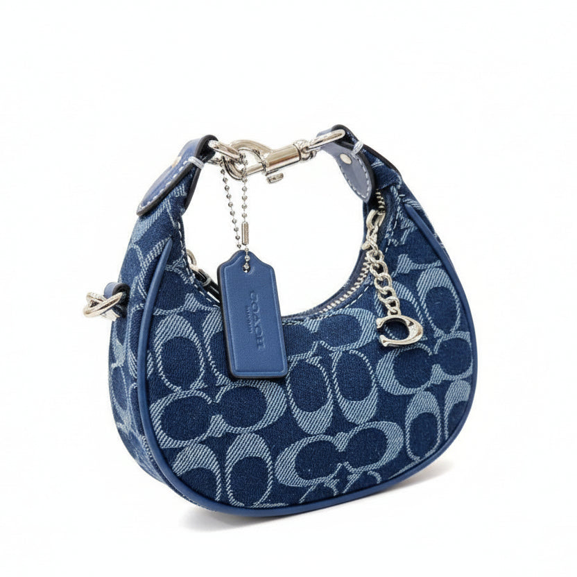 Coach Mini Penn Crescent Bag in Signature Denim Canvas 👜💙✨