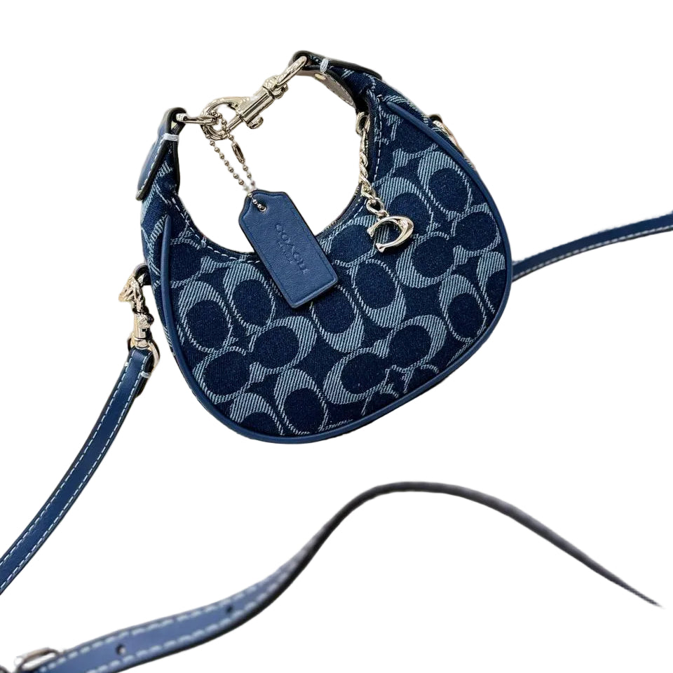 Coach Mini Penn Crescent Bag in Signature Denim Canvas 👜💙✨