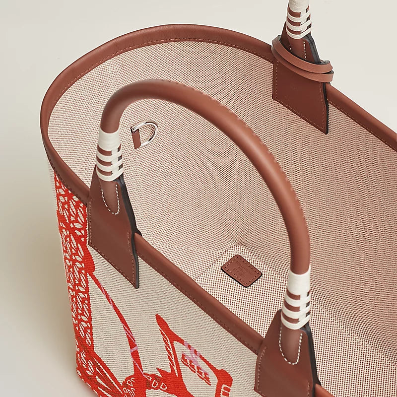 Hermès Steeple Canvas Tote Bag with Equestrian Print 🏇🧡✨
