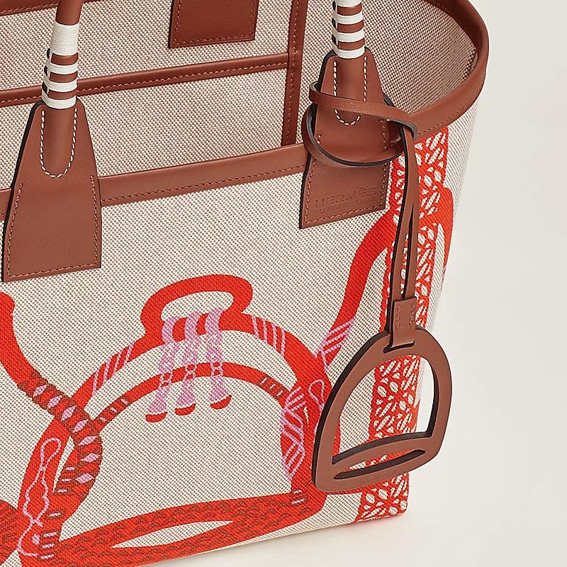 Hermès Steeple Canvas Tote Bag with Equestrian Print 🏇🧡✨