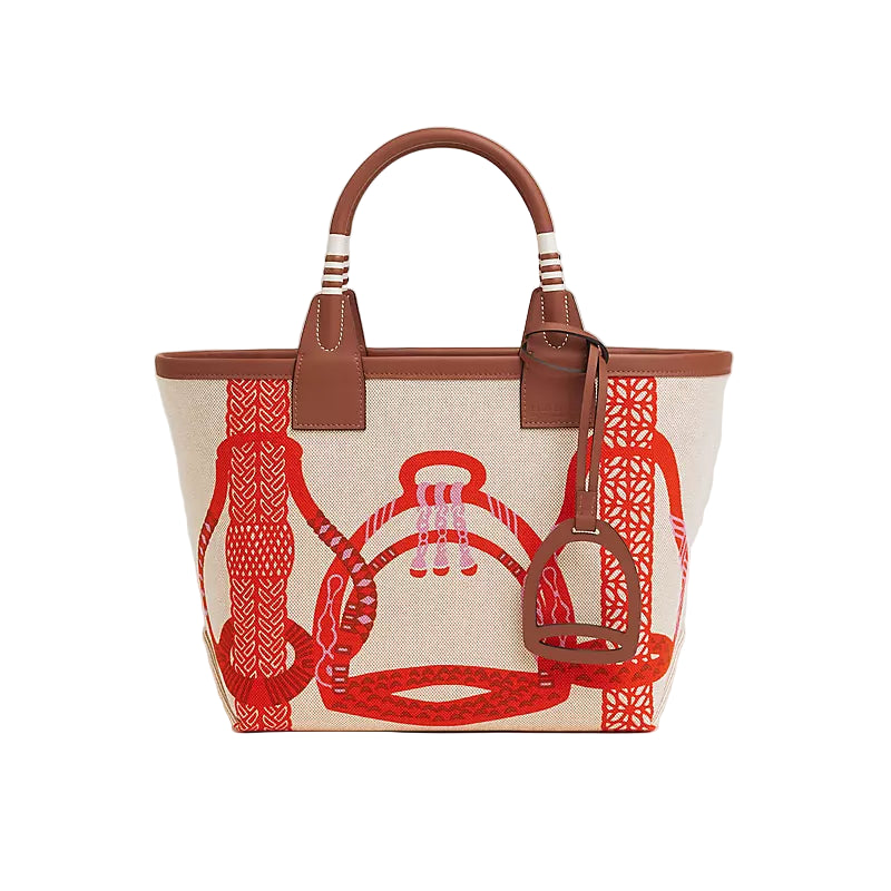 Hermès Steeple Canvas Tote Bag with Equestrian Print 🏇🧡✨