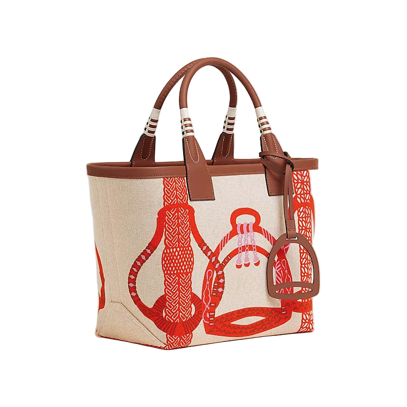 Hermès Steeple Canvas Tote Bag with Equestrian Print 🏇🧡✨