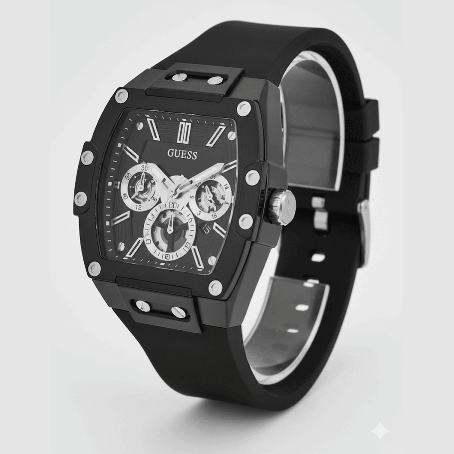 GUESS Men's Tonneau Multi-Function Black Watch 🖤⌚️✨ - My Store