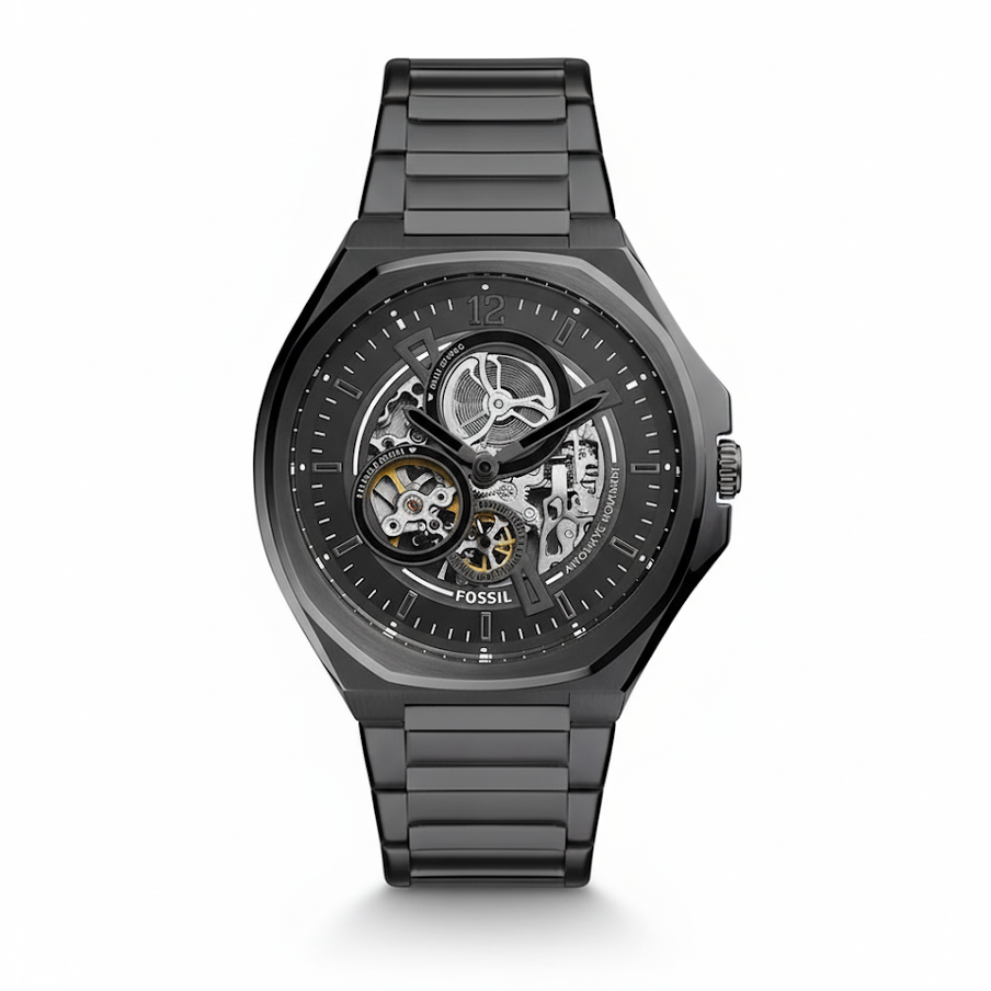 Fossil Inscriptor Automatic Black Skeleton Watch 🖤⚙️✨