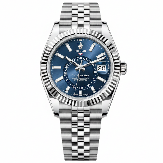 Rolex Sky-Dweller Steel Blue Dial Fluted Bezel ✈️💙👑