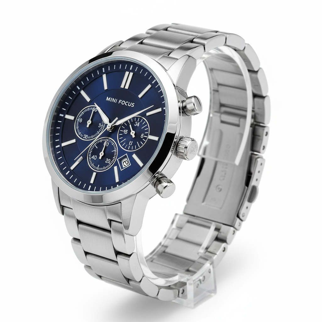 Mini Focus Chronograph Blue Dial Stainless Steel ⌚💙⏱️